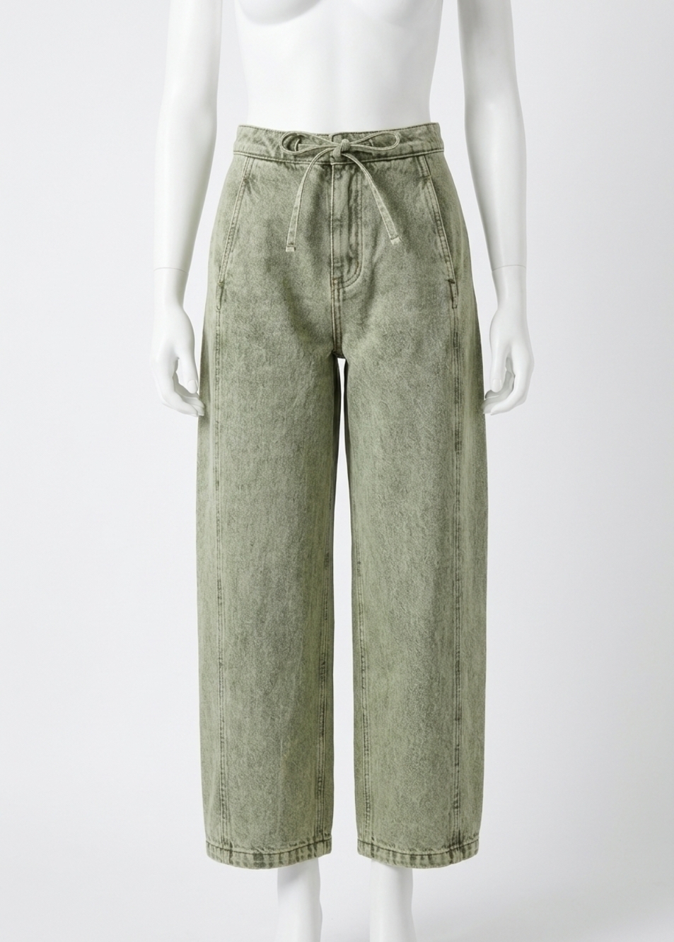 NEW ENTRO all tied up high waist denim in olive